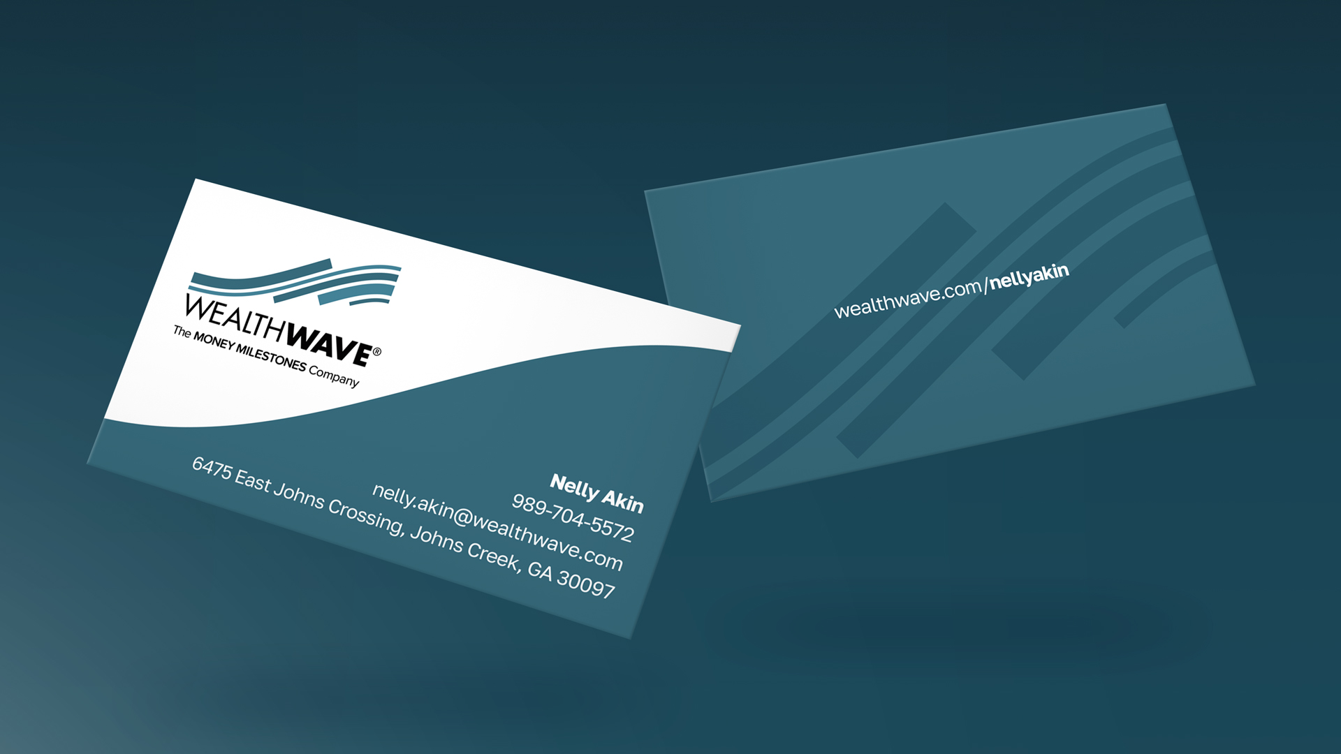 Neue blaue WealthWave-Visitenkarten im klassischen Design erhältlich